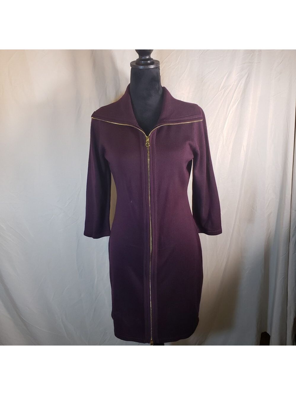 Ellen Tracy Burgundy Knit Bodycon Dress - PM - Picture 1 of 5